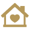 Icon illustration of a house with a heart in the middle