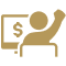 Icon illustration of a person looking at a computer